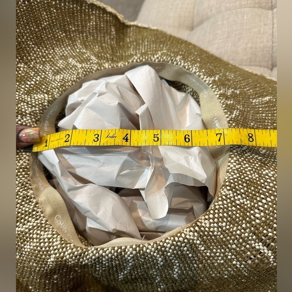 Calvin Klein Straw Sun Hat with Gold Highlights - EUC - Picture 9 of 9